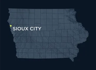 Map showing the location of Sioux City, Iowa