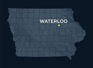 Map showing the location of Waterloo, Iowa