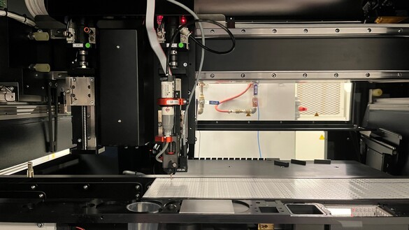 photo showing a portion of the machine process by which a virtual skylight or aquarium is being made