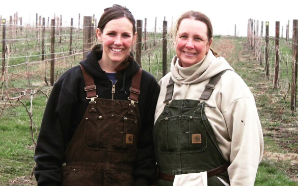 Anna Wilson, owner of Glyn Mawr-The Local, and mother at the vineyard