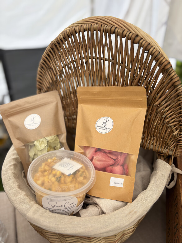 basket with homemade snacks