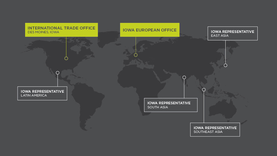 A map of international offices in the U.S. and Latin America
