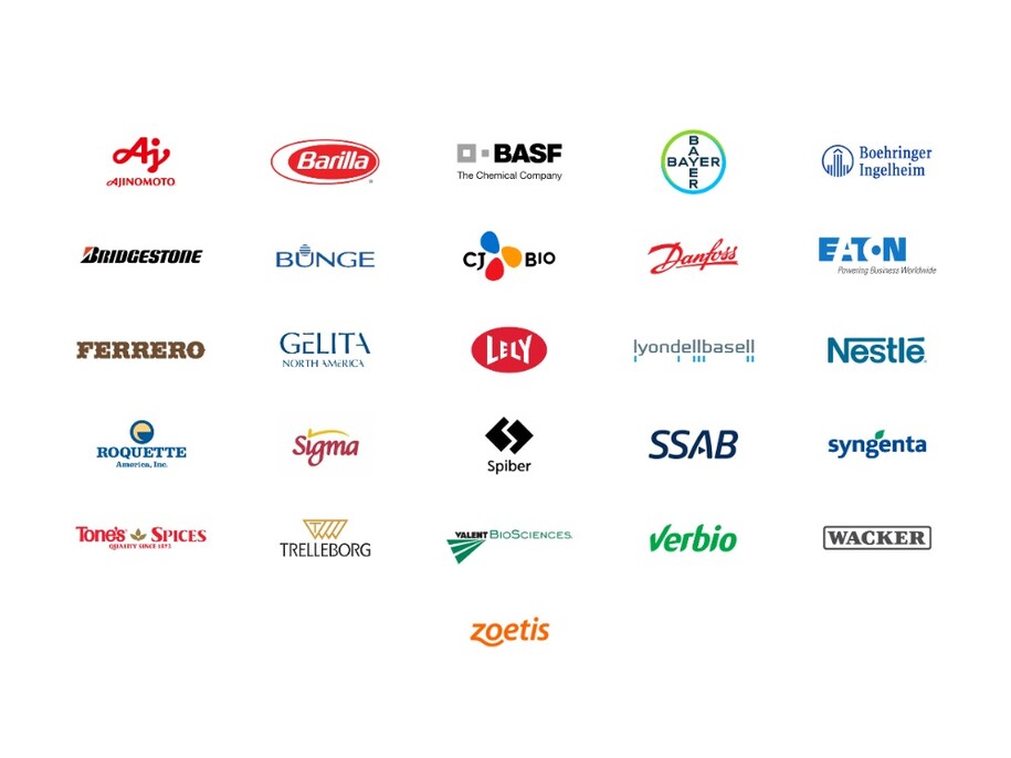 Ajinomoto, Barilla, BASF, Bayer, Boehringer Ingelheim, Bridgestone, Bunge, CJ Bio, Danfoss, Eaton, Ferrero, Gelita North America, Lely, Lyondell Basell, Nestle, Roquette America Inc, Sigma, Spiber, SSAB, syngenta, Tone's Spices, Trelleborg, Valent BioSciences, Verbio, Wacker, Zoetis