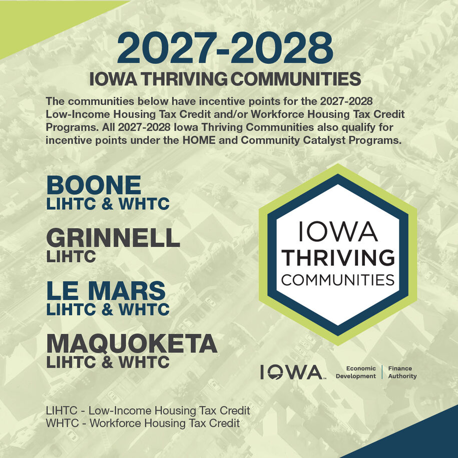 graphic listing out Iowa Thriving Communities